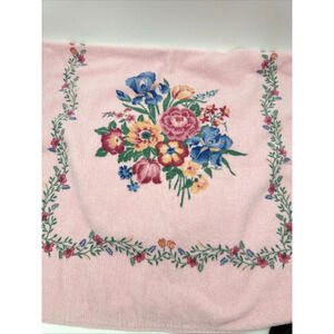 2 Vintage Cannon Royal Family Floral Pink Flower Bath Towel 41x24